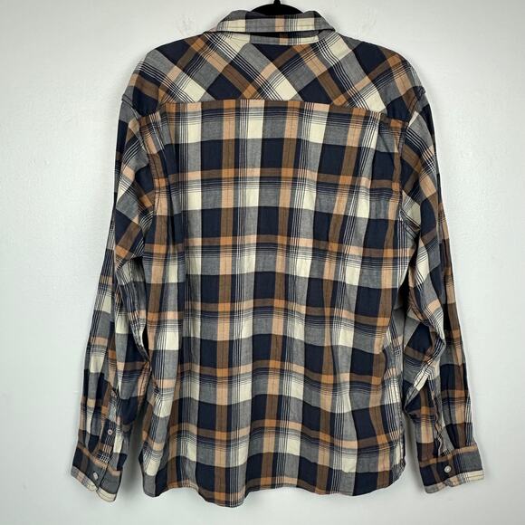 Wrangler Mens Flex For Comfort Button-Up Long Sleeve Brown/Grey Plaid Shirt XL - Picture 2 of 10